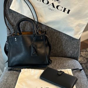 COACH Rogue - Glove Tanned Pebble Leather, includes Slim Trifold wallet.